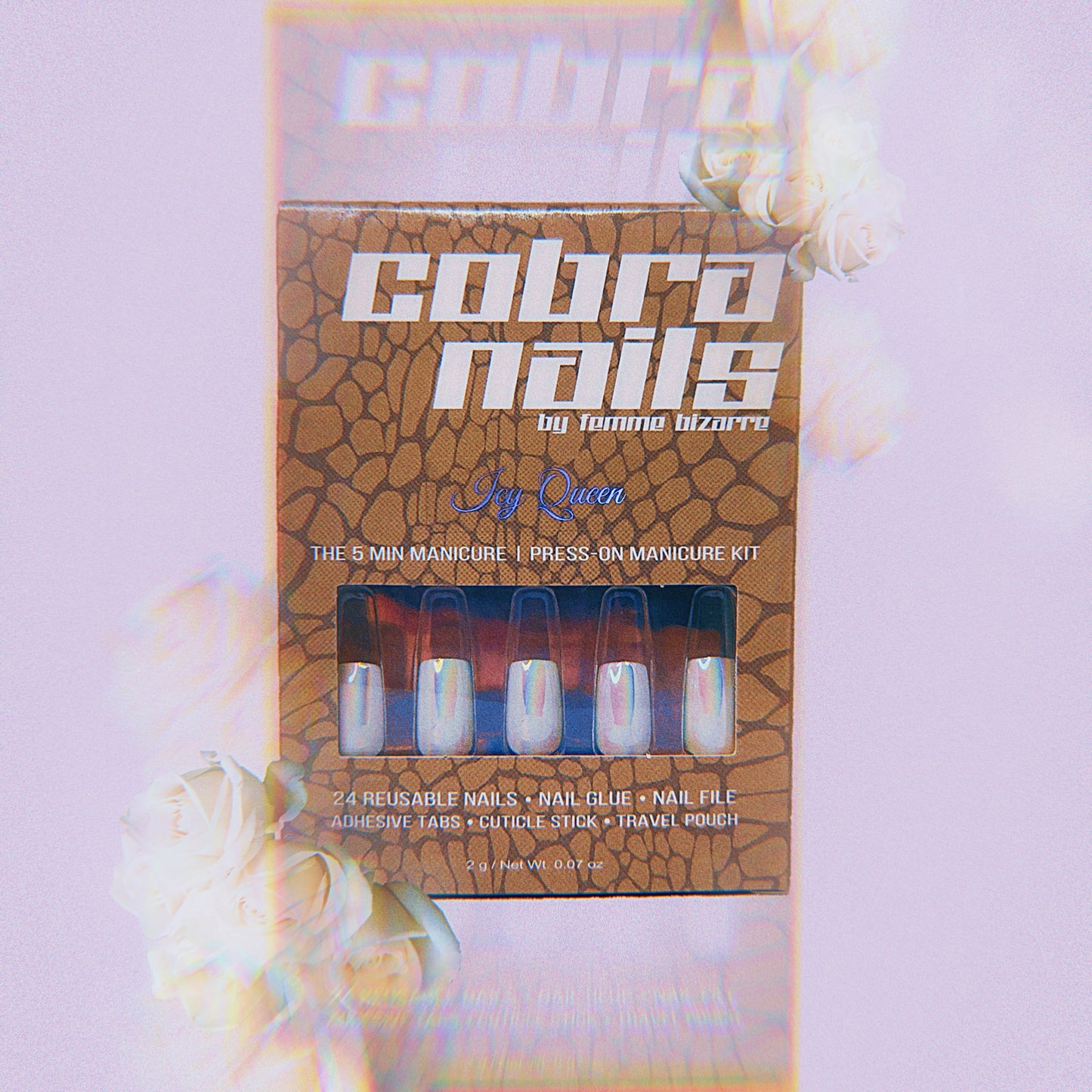 Icy Queen | White Short Chrome Press-On Nails
