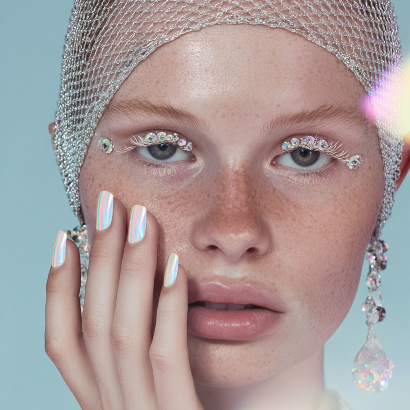 Icy Queen | White Short Chrome Press-On Nails